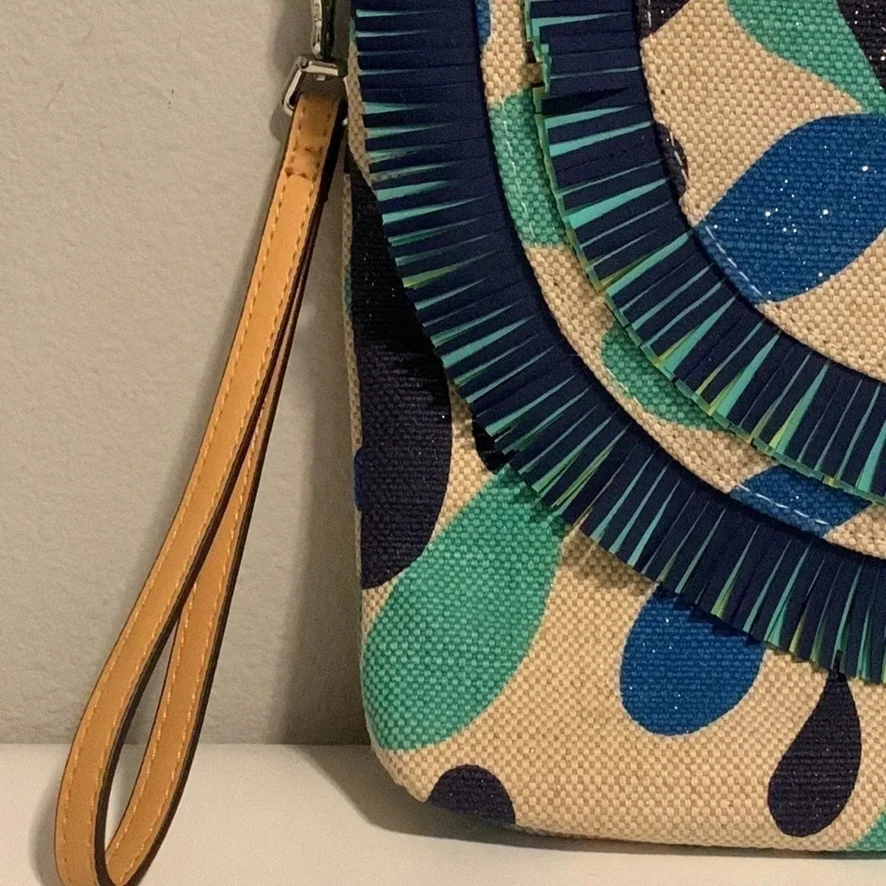 Vera Bradley Boho Fringe Clutch Wristlet Colorful Abstract Print Statement Bag - Picture 4 of 13